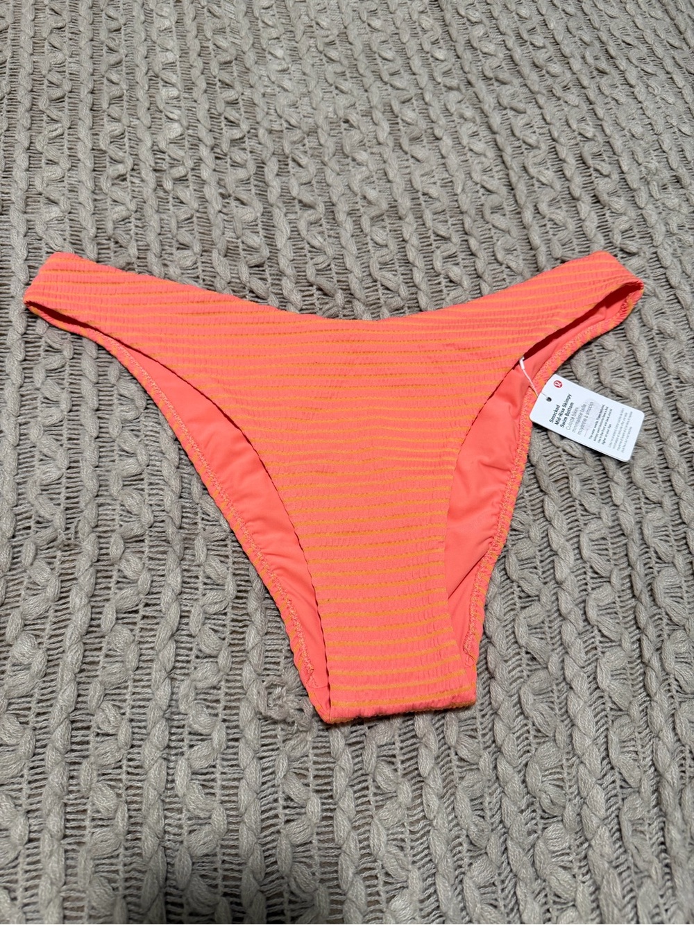 NWT Lululemon smocked skimpy swim bottoms peach orange size 10